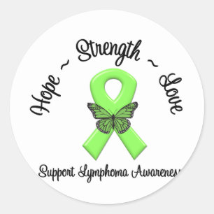Sticker Rond Papillon de sensibilisation au lymphome