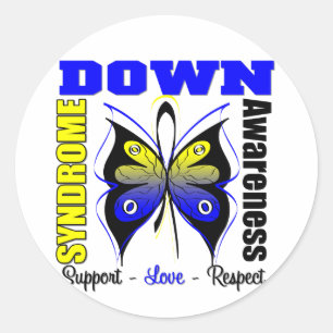 Sticker Rond Papillon de sensibilisation au syndrome de Down