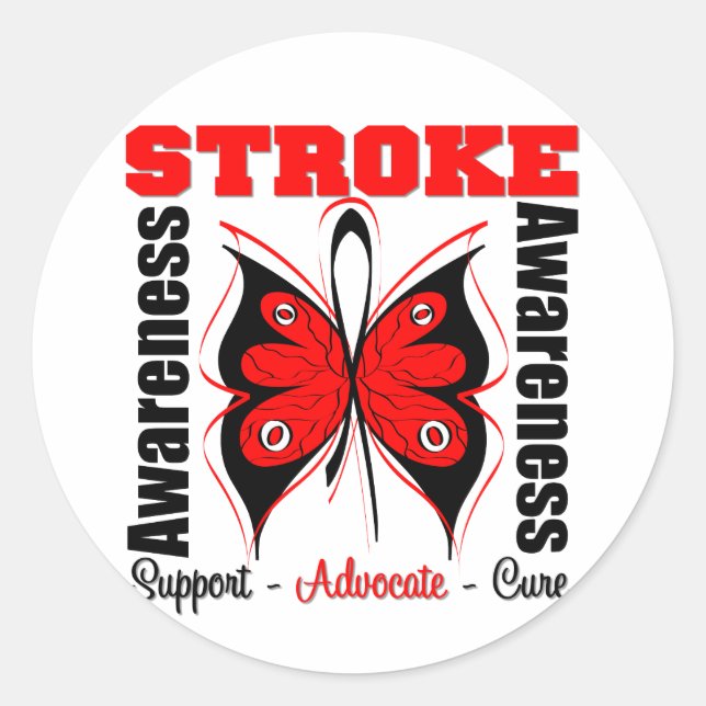 Sticker Rond Papillon de sensibilisation aux AVC (Devant)