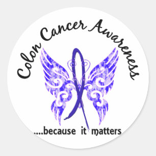 Sticker Rond Papillon de tatouage Grunge 6.1 Cancer du côlon