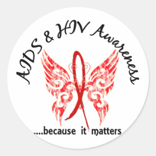 Sticker Rond Papillon de tatouage Grunge 6.1 SIDA