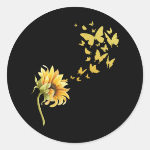Sticker Rond Papillon de tournesol papillon de positivité