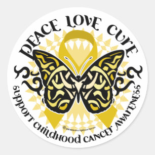 Sticker Rond Papillon de tribal de Cancer d'enfance
