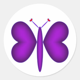 Sticker Rond Papillon des Coeurs de néon violet