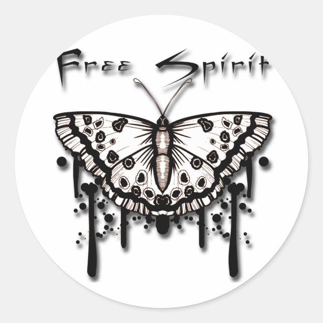 Sticker Rond Papillon d'esprit libre (Devant)