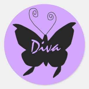 Sticker Rond Papillon Diva