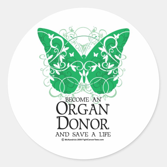 Sticker Rond Papillon donneur d'organe (Devant)