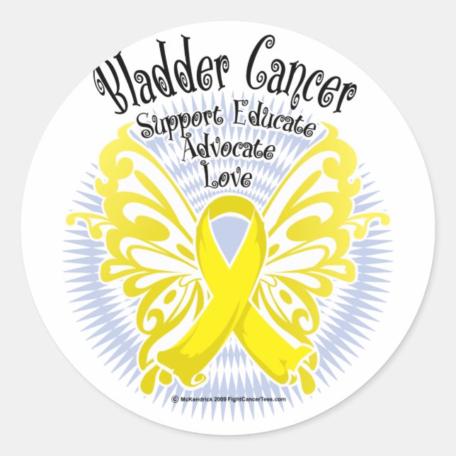Sticker Rond Papillon du cancer de la vessie 3 (Devant)