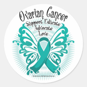 Sticker Rond Papillon du cancer de l'ovaire 3
