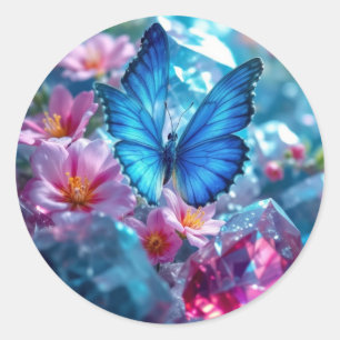 Sticker Rond Papillon du jardin en cristaux de rubis