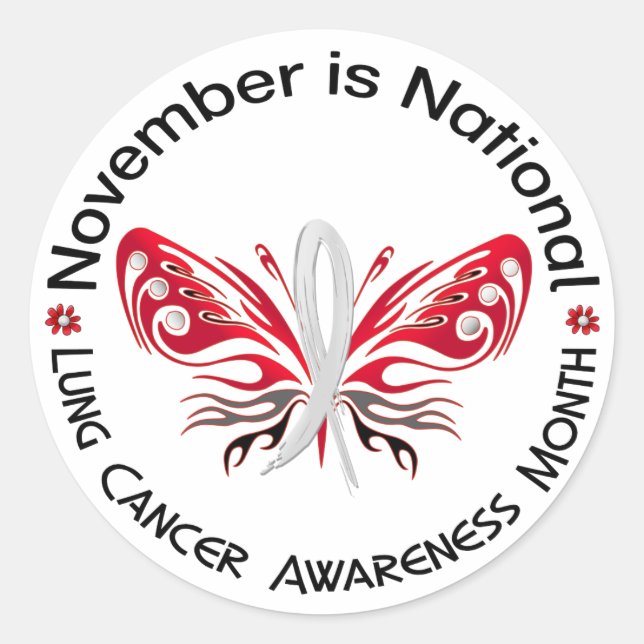 Sticker Rond Papillon du mois de sensibilisation au cancer du p (Devant)
