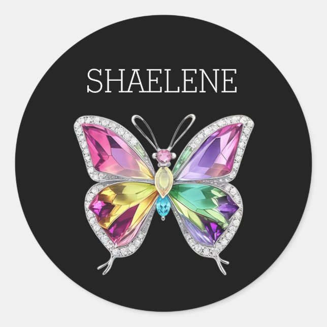 Sticker Rond Papillon en cristal arc-en-ciel bijoux (Devant)