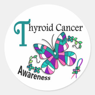 Sticker Rond Papillon en verre tendu 2 Thyroïde Cancer