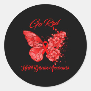 Sticker Rond Papillon Go Red Sensibilisation aux maladies cardi