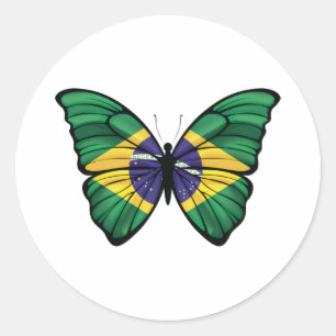 Sticker Rond Papillon Hypolimnas du Brésil