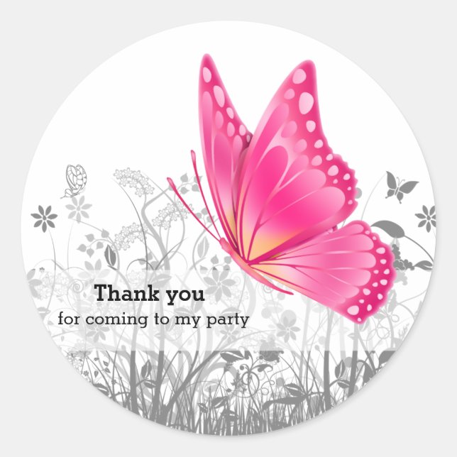 Sticker Rond Papillon Imaginaire * choisir la couleur arrière - (Devant)