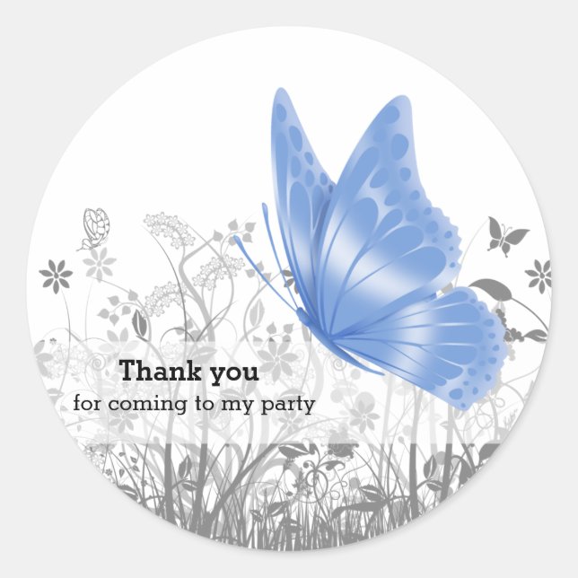 Sticker Rond Papillon Imaginaire * choisir la couleur arrière - (Devant)