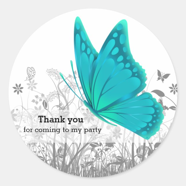 Sticker Rond Papillon Imaginaire * choisir la couleur arrière - (Devant)