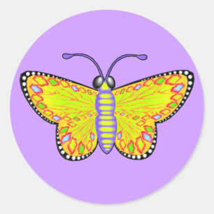 Sticker Rond Papillon jaune lumineux