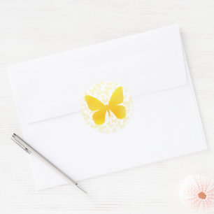 Sticker Rond Papillon (jaune-simple)