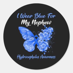 Sticker Rond Papillon Je Porte Du Bleu Pour Mon Hydrocéphalie N