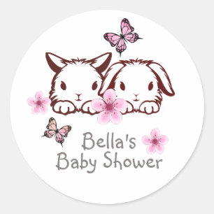 Sticker Rond Papillon lapin personnalisé