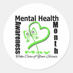 Sticker Rond Papillon - Mois de sensibilisation à la santé ment