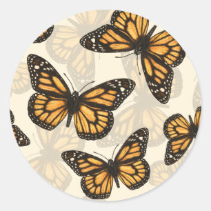 Sticker Rond Papillon monarque