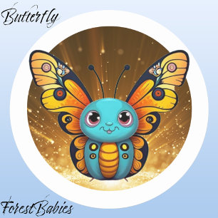 Sticker Rond Papillon Monarque 🦋 mignons ailes colorées Graphi