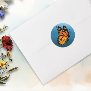 Sticker Rond Papillon Monarque Ombré Bleu