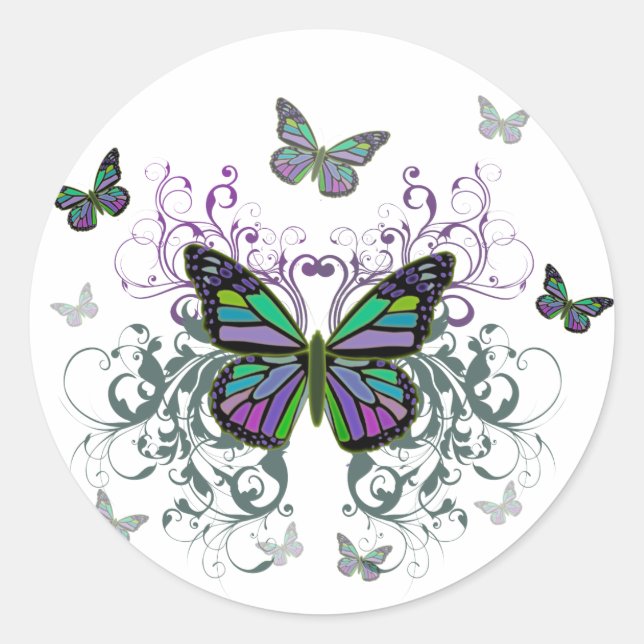 Sticker Rond Papillon MultiColor (Devant)
