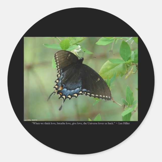 Sticker Rond Papillon noir Swallowtail - Dons d'Amour & Vêtemen (Devant)