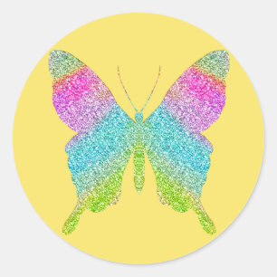 Sticker Rond Papillon parties scintillant - Choisissez votre co