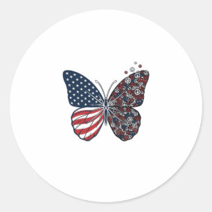 Sticker Rond Papillon patriotique vintage de la paix Vector Art
