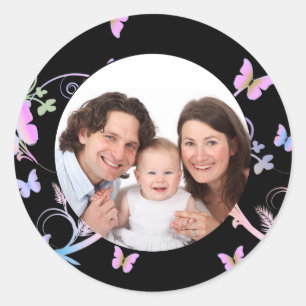 Sticker Rond Papillon/ Photo