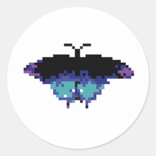 Sticker Rond Papillon Pixel