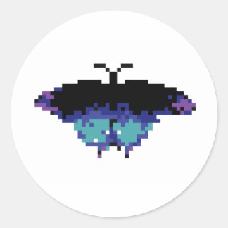 Sticker Rond Papillon Pixel
