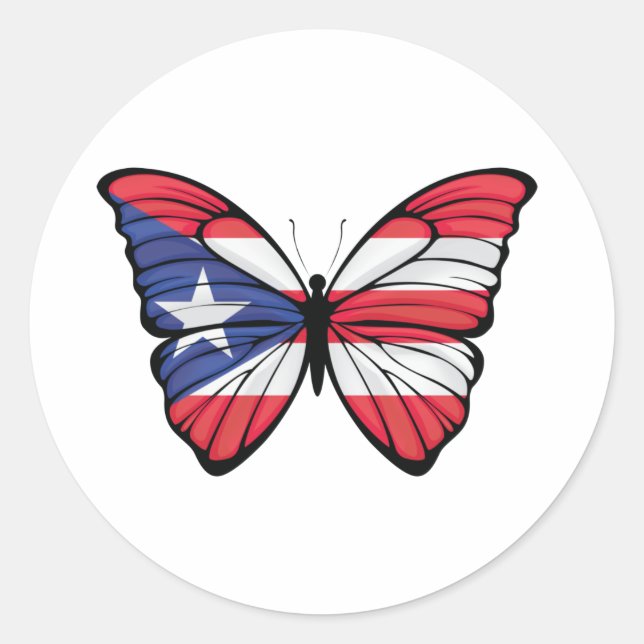 Sticker Rond Papillon Porto Rico Hypolimnas (Devant)