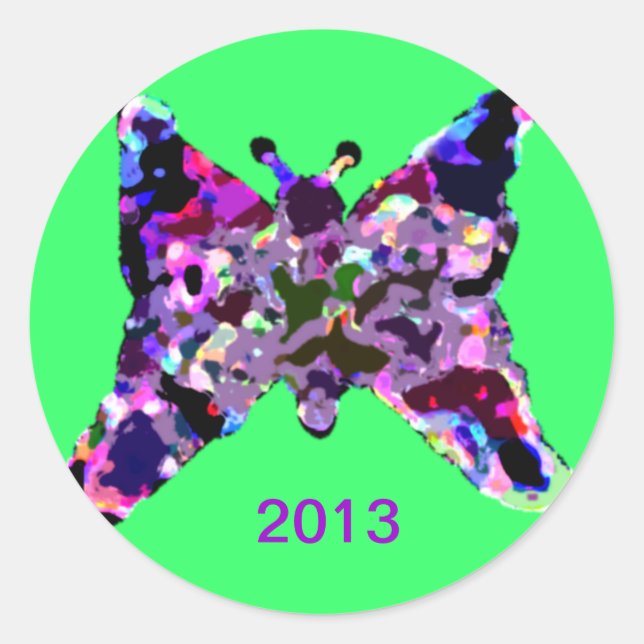 Sticker Rond Papillon Pour Bonne Chance Pour Le Nouvel An (Devant)
