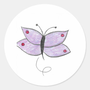 Sticker Rond Papillon pourpre