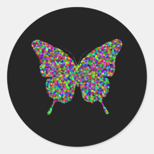 Sticker Rond Papillon prismatique