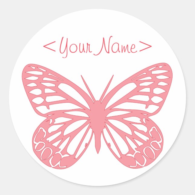 Sticker Rond Papillon rose (Devant)