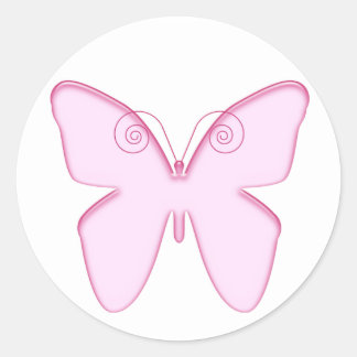 Sticker Rond papillon rose