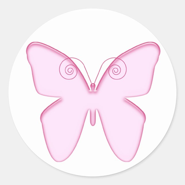 Sticker Rond papillon rose (Devant)