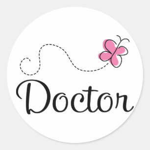 Sticker Rond Papillon rose mou Docteur