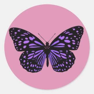Sticker Rond Papillon Tacheté de Violet