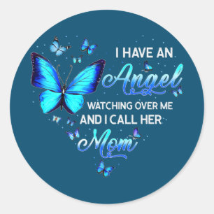 Sticker Rond Papillon Un Ange Qui Me Surveille Je L'Appelle