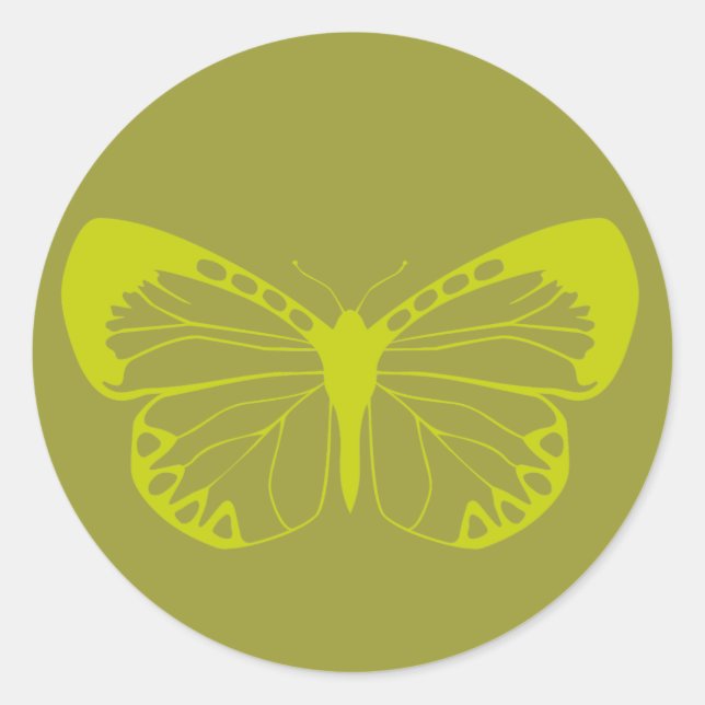 Sticker Rond Papillon vert (Devant)