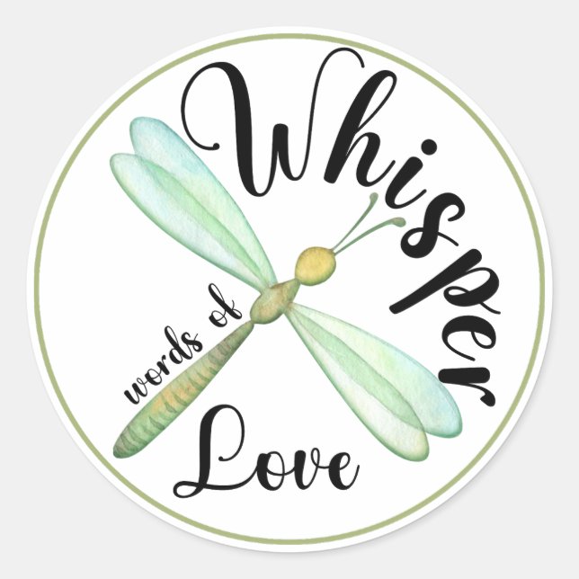 Sticker Rond Papillon vert Whisper Paroles d'amour (Devant)