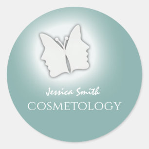 Sticker Rond Papillon visage de fille de beauté minimaliste